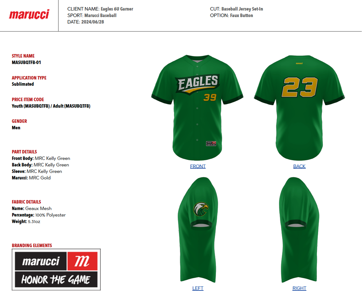 Eagles Marucci baseball jersey