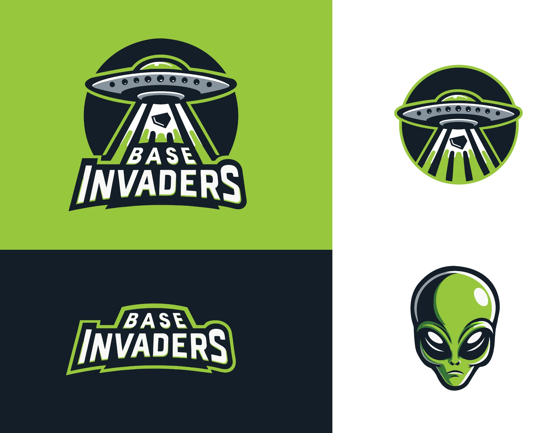 Base Invaders logo and wordmark lockup system