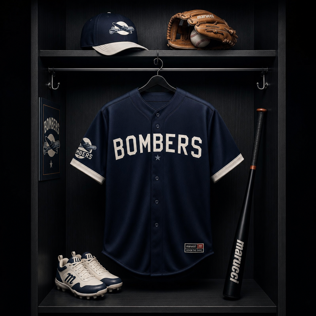 Bombers uniform and equipment locker scene