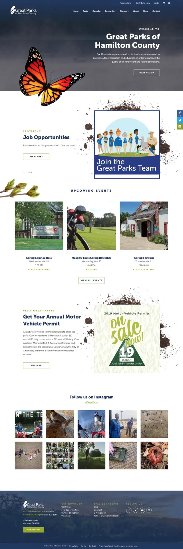 Great Parks of Hamilton County website home page