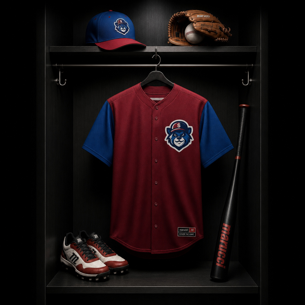 Sluggers uniform and equipment locker scene