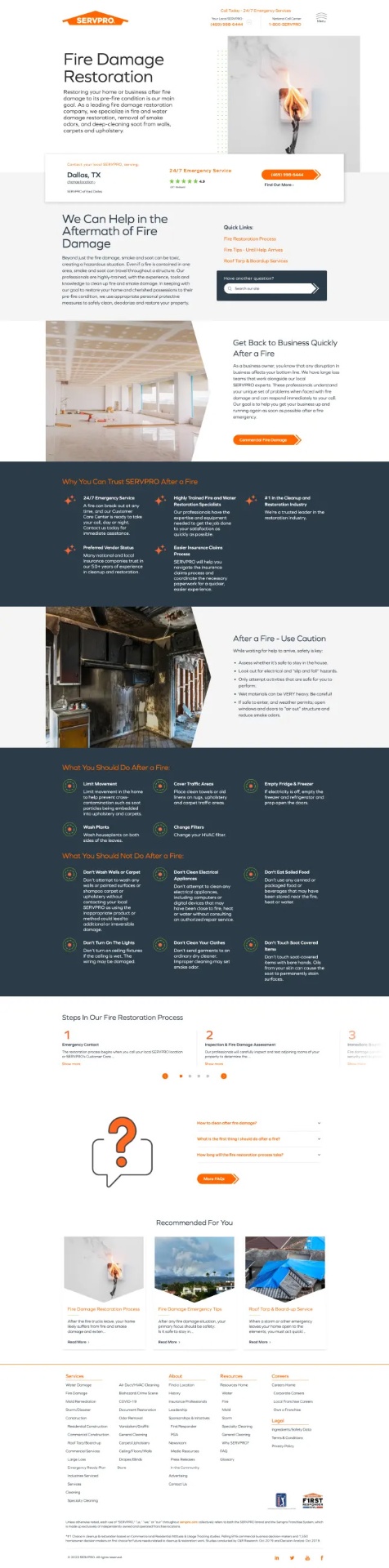 SERVPRO smoke and fire damage restoration page