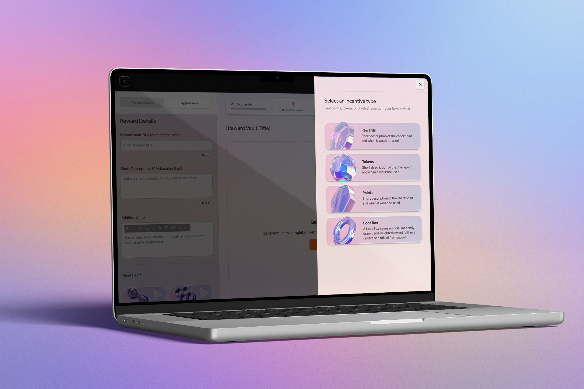 Tronic Studio incentive type selection