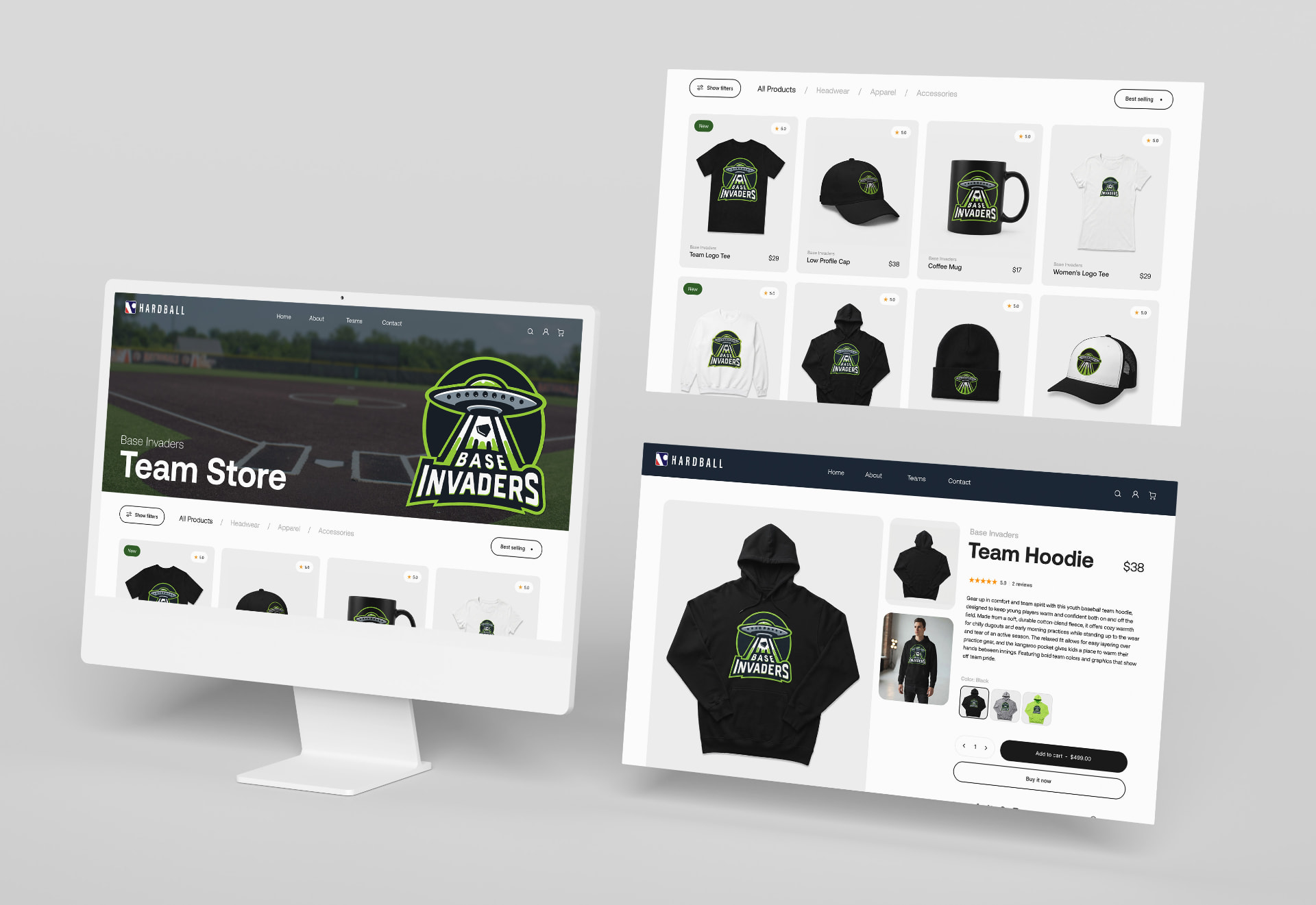 Dallas Hardball team store e-commerce mockup