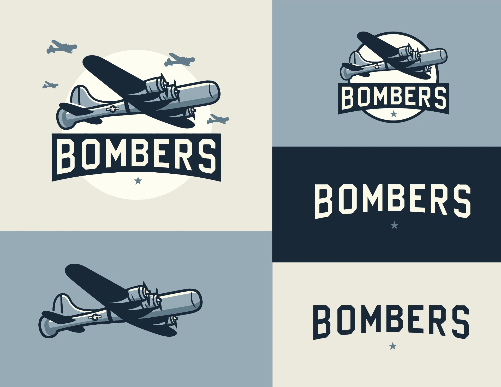 Bombers logo and wordmark lockup system
